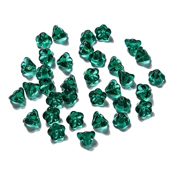 Transparent Czech Glass Beads, Flower, Green, 8.5x6.5mm, Hole: 1mm