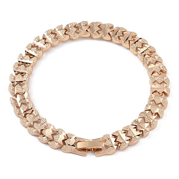 Brass Link Chain Bracelets for Women Men, Light Gold, Bat, 7-3/8 inch(18.6cm), Link: 12x8.5x3mm