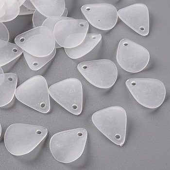 Transparent Frosted Acrylic Pendants, Petaline, White, 17x14x2.5mm, Hole: 1.8mm, about 2330pcs/500g