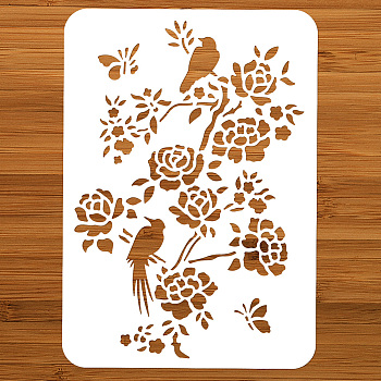 PET Hollow Out Drawing Painting Stencils, for DIY Scrapbook, Photo Album, Bird, 297x210mm