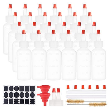 Plastic Graduated Squeeze Bottles, with Red Tip Cap, Sturdy Squirt Bottle for Ketchup, Sauces, Syrup, Dressings, Arts & Crafts, White, 3.6x9.2cm, Capacity: 60ml