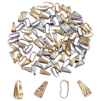100Pcs 2 Colour 304 Stainless Steel Snap on Bails, Golden & Stainless Steel Color, 8.5x3.5x4mm, 50pcs/colour