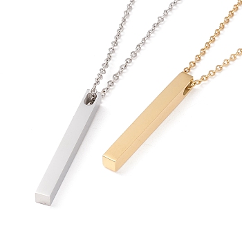 304 Stainless Steel Rectangle Pendant Necklace for Men Women, Mixed Color, 18.3 inch(46.5cm)