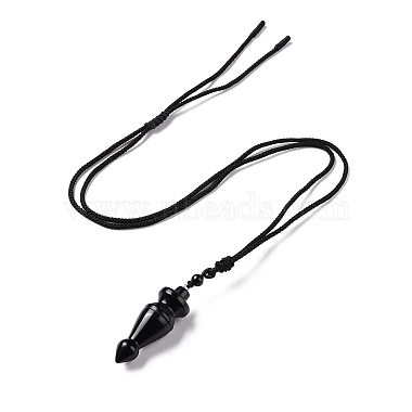 Gemstone Pendulum Shape Pendant Necklace with Nylon Cord for Women(G-A210-07)-3