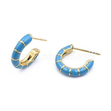 Enamel C-shape Stud Earrings(EJEW-N052-05A)-2