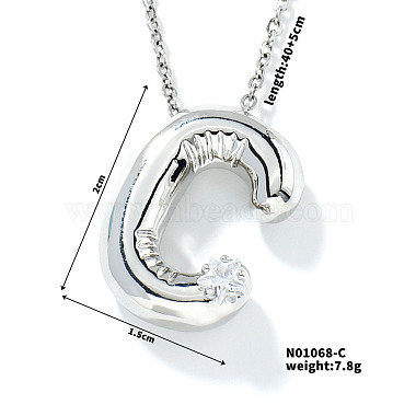 Clear Letter C Cubic Zirconia Necklaces