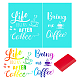Gorgecraft 2Pcs Coffee Theme Pattern Self-Adhesive Silk Screen Printing Stencil(DIY-GF0004-05)-1