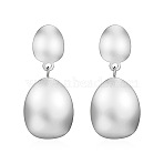 201 Stainless Steel Dangle Stud Earrings, Oval, Platinum, 36x16mm(FS-WG01C95-01)