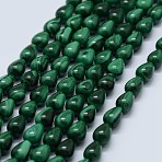 Natural Malachite Beads Strands, teardrop, 7x5mm, Hole: 0.7mm, about 55pcs/strand, 15.5 inch(39.5cm)(G-F571-25)