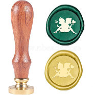 Wax Seal Stamp Set, Sealing Wax Stamp Solid Brass Head,  Wood Handle Retro Brass Stamp Kit Removable, for Envelopes Invitations, Gift Card, Angel & Fairy Pattern, 83x22mm(AJEW-WH0208-482)