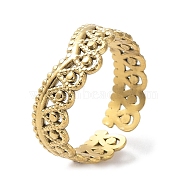 304 Stainless Steel Open Cuff Rings, Crown, Real 18K Gold Plated, US Size 7 3/4(17.9mm)(RJEW-L109-005G)