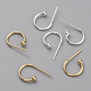 Brass C-shaped Hoop Circle Ball Stud Earrings, Mixed Color, 18x11.5x3mm, Pin: 0.8mm(KK-O131-07)