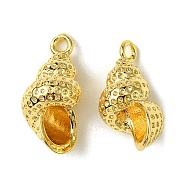 Brass Pendants, Shell Shape, Real 18K Gold Plated, 17.5x8x9mm, Hole: 1.6mm(FIND-Z035-09G)
