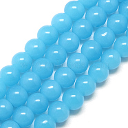 Imitation Jade Glass Beads Strands, Round, Deep Sky Blue, 6mm, Hole: 1mm, about 50pcs/strand, 13 inch(GR6mm68Y)