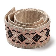 Ethnic Style Embroidery Polyester Ribbons, Jacquard Ribbon, with Rhombus Pattern, Garment Accessories, Navajo White, 1-1/2 inch(37mm), 5 yards/bag(OCOR-WH0082-45B)