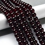 Imitation Jade Glass Beads Strands, Spray Painted, Round, Coconut Brown, 8mm, Hole: 1.3~1.6mm, about 100pcs/strand, 31.4 inch(X-DGLA-S076-8mm-39)