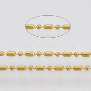 Brass Ball Chains, Ball-Bar Style, Round and Oval, Long-Lasting Plated, Soldered, with Spool, Cadmium Free & Nickel Free & Lead Free, Golden, 1.8x1mm and 1mm, about 301.83 Feet(92m)/roll(CHC-S008-009F-G)