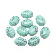 Synthetic Turquoise Cabochons, Dyed, Oval, 14x10x4~5mm(X-G-R415-14x10-44)