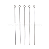 304 Stainless Steel Eye Pin, Stainless Steel Color, 65x0.7mm, Hole: 2mm(X-STAS-R045-65mm)