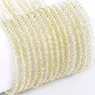 Electroplate Glass Beads Strands, Full Rainbow Plated, Faceted, Rondelle, Champagne Yellow, 2x1.5mm, Hole: 0.6mm, about 235~247pcs/Strand, 14.57~14.76 inch(37~37.5cm)(X-EGLA-F149-FR-06)