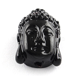Dyed Buddha Head Synthetical Coral Beads, Black, 15x10x7mm, Hole: 1mm(X-CORA-R011-15A)