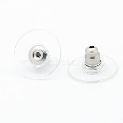 304 Stainless Steel Ear Nuts, Earring Backs, with Plastic, 12x7mm, Hole: 0.7mm(X-STAS-I016)