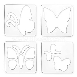 Acrylic Earring Handwork Template, Card Leather Cutting Stencils, Square, Clear, Butterfly Pattern, 152x152x4mm, 4 styles, 1pc/style, 4pcs/set(TOOL-WH0152-025)