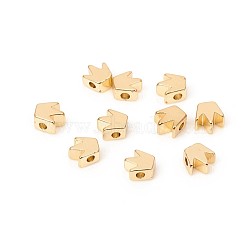 Brass Beads, Long-Lasting Plated, Crown, Real 14K Gold Plated, 5.5x5.5x3mm, Hole: 1.4mm(KK-WH0034-01B-G)