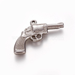 304 Stainless Steel Pendants, Handgun, Stainless Steel Color, 23x30x4mm, Hole: 1.2mm(STAS-L226-041P)