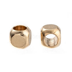 Brass Beads, Long-Lasting Plated, Cube, Real 24K Gold Plated, 2.5x2.5x2.5mm, Hole: 1.6mm(KK-H759-15E-G)