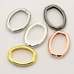 Shortener Clasps, Brass Crystal Rhinestone Twister Clasps, Oval Ring Clasps, Mixed Color, 26x21x4mm(KK-M004-05)