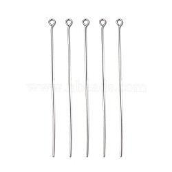 304 Stainless Steel Eye Pin, Stainless Steel Color, 65x0.7mm, Hole: 2mm(X-STAS-R045-65mm)