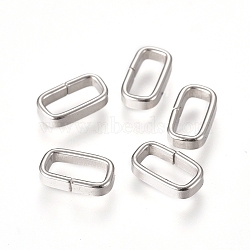 201 Stainless Steel Quick Link Connectors, Linking Rings, Closed but Unsoldered, Rectangle, Stainless Steel Color, 9x5x1.8mm, Inner Diameter: 7x3mm(STAS-L238-050C-P)