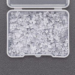 Plastic Ear Nuts, Clear, 3x3mm, Hole: 0.3mm, 500pcs/box(FIND-YW0001-10)