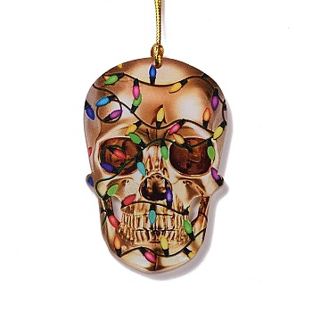 Opaque One-sided Printed Acrylic Big Pendants, for Halloween, Skull, Peru, 547x2mm, Hole: 3.5mm