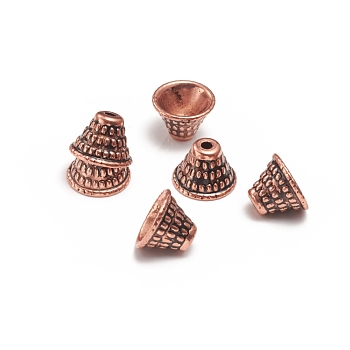 CCB Plastic Bead Cones, Apetalous, Red Copper, 14x10mm, Hole: 2.5mm, Inner Diameter: 11mm