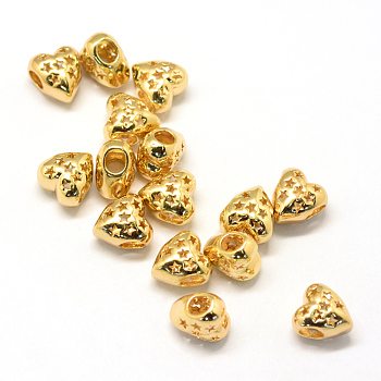 Alloy European Beads, Large Hole Beads, Heart, Golden, 11x10.5x7.5mm, Hole: 4mm