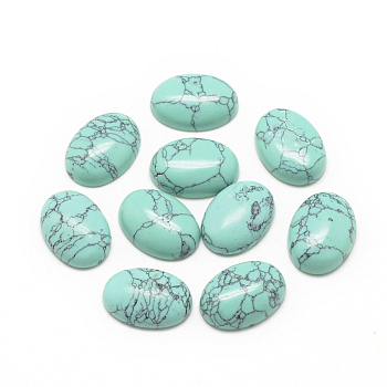 Synthetic Turquoise Cabochons, Dyed, Oval, 14x10x4~5mm