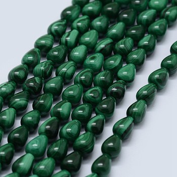 Natural Malachite Beads Strands, teardrop, 7x5mm, Hole: 0.7mm, about 55pcs/strand, 15.5 inch(39.5cm)
