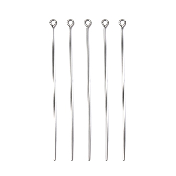 304 Stainless Steel Eye Pin, Stainless Steel Color, 65x0.7mm, Hole: 2mm