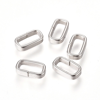 201 Stainless Steel Quick Link Connectors, Linking Rings, Closed but Unsoldered, Rectangle, Stainless Steel Color, 9x5x1.8mm, Inner Diameter: 7x3mm