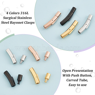 4 Sets 4 Colors 316L Surgical Stainless Steel Bayonet Clasps(STAS-OC0001-17A)-4
