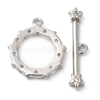 Brass Pave Clear Cubic Zirconia Toggle Clasps(KK-P234-87P)-2