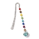 7 Chakra Gemstone Bead & Synthetic Turquoise Glass Heart Wishing Bottle Pendant Bookmarks(AJEW-JK00313-04)-1