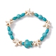 Turtle & Starfish Synthetic Turquoise Beaded Stretch Bracelet(BJEW-JB09955)-1
