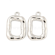 Alloy Pendants, Rectangle Charm, Platinum, 22x14x3mm, Hole: 1.6mm(FIND-A039-12P)