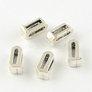 Antique Silver Plated Alloy Letter Slide Charms, Lead Free & Cadmium Free, Letter.Q, 10x5x4mm, Hole: 7x2mm(X-TIBEP-S296-Q-RS)