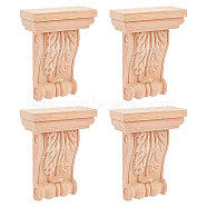 Natural Solid Wood Carved Onlay Applique Craft, Unpainted Onlay Furniture Home Decoration, BurlyWood, 104x80x33mm(WOOD-WH0104-39)