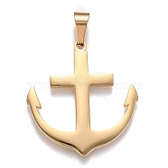 304 Stainless Steel Pendants, Anchor, Golden, 37.5x35x2mm, Hole: 10x5mm(STAS-A049-03G)