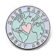 The Earth with Word Make Earth Great Again Enamel Pin, Electrophoresis Black Alloy Brooch for Backpack Clothes, Colorful, 30.5x1.7mm(JEWB-H010-01EB-02)
